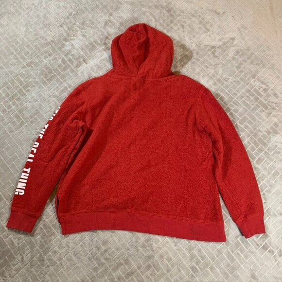 Coca Cola Womens Large Hoodie Sweatshirt Red Spell Out Logo Pullover - Picture 11 of 12